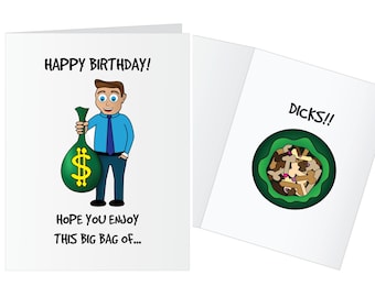 Funny 'Bag of Dicks' Birthday Card - Inappropriate Mature Humor