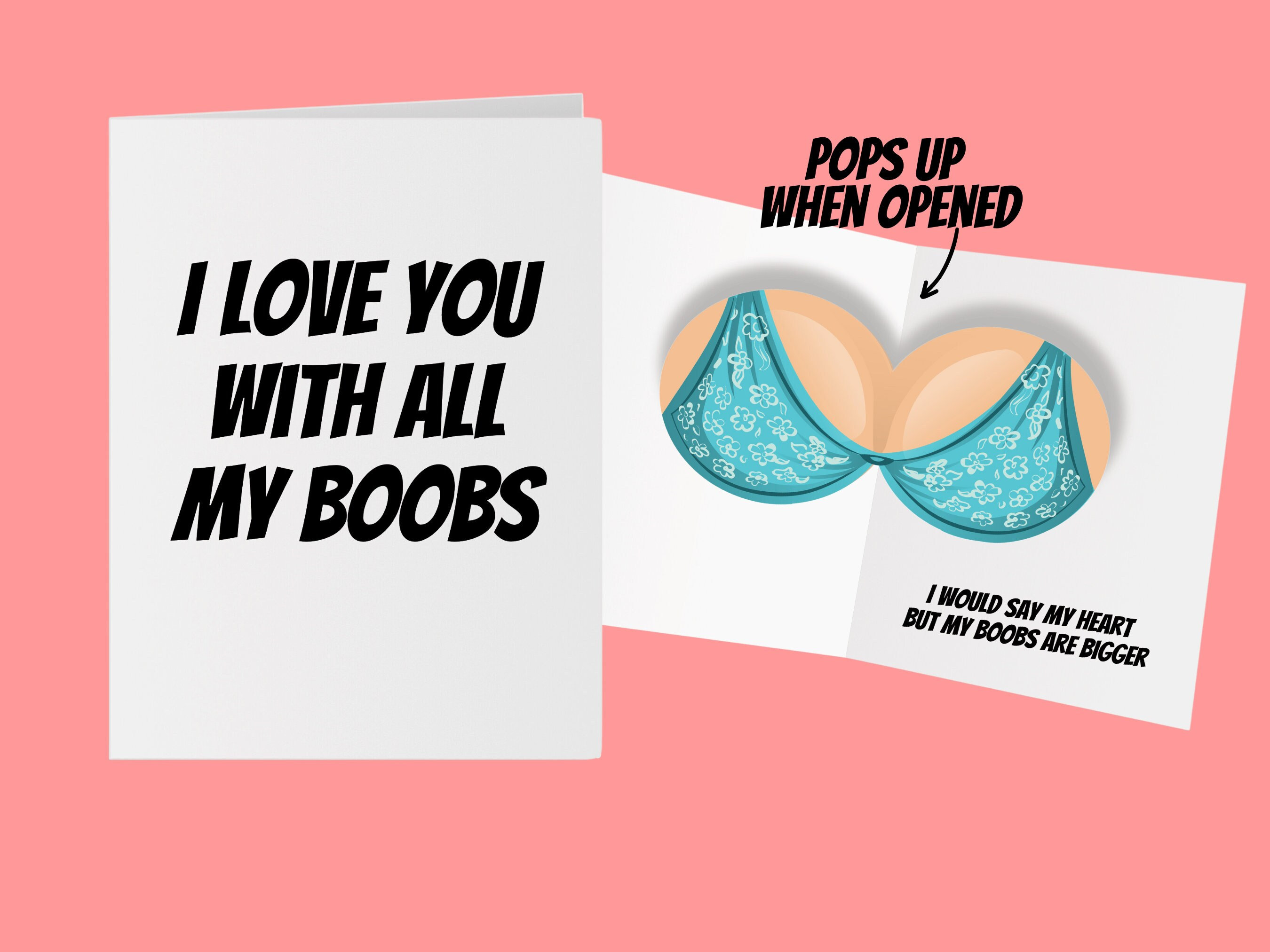 Funny Love Cards I Love You With All of My Boobs Valentine Card