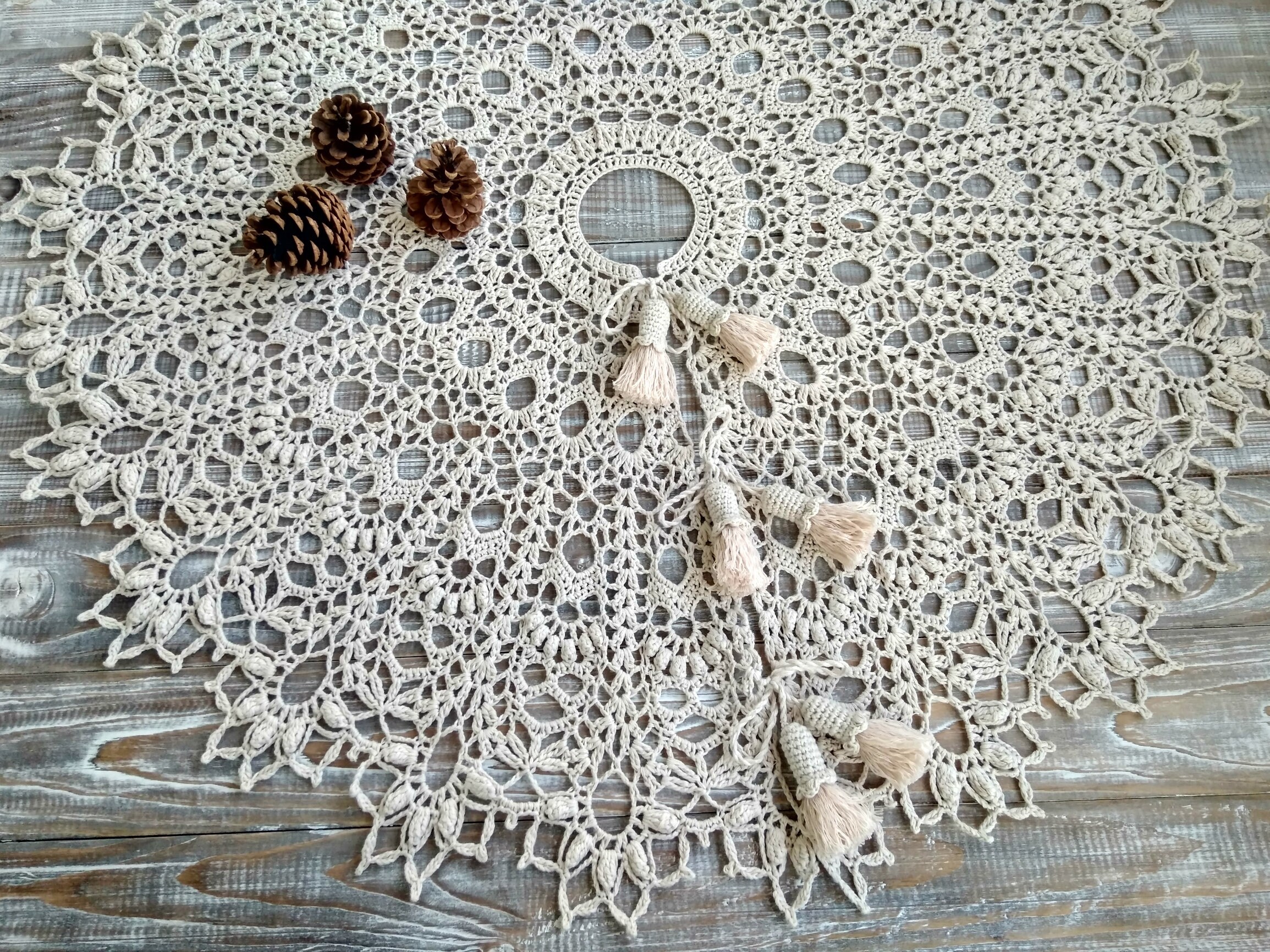 Christmas tree skirt Rustic 32 inches Doily tree skirt Custom Etsy