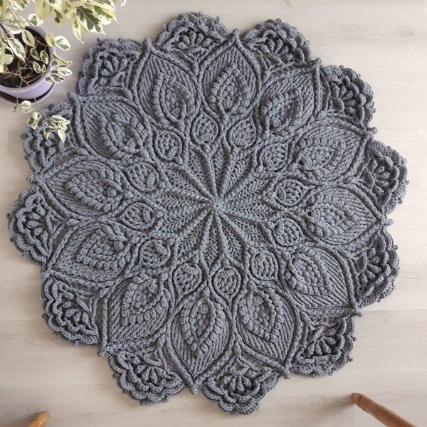 Doily crochet rug Round rug Giant doily Cottage chic rug Crochet carpet Boho bedroom ideas Doily carpet Crochet lace rug Crochet doily rug