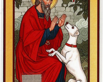 Carte relique Saint Roch - Saint patron des chiens, protection contre la peste