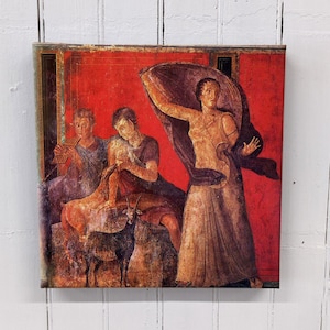 Ancient Rome - Pompeii- Villa of the Mysteries Initiation Scene Three - 12x12&quot; Canvas Wall Art