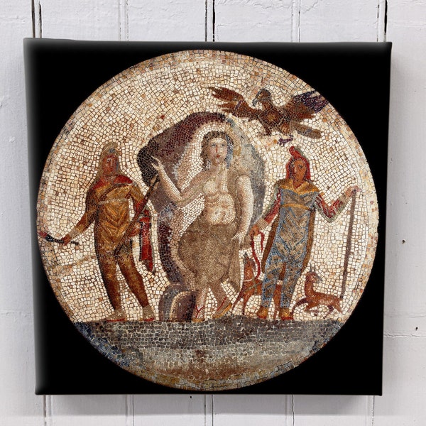Mithras Emerging from the Rock - Image from a 1st Century AD Mosaic - 12x12" Canvas Wall Art