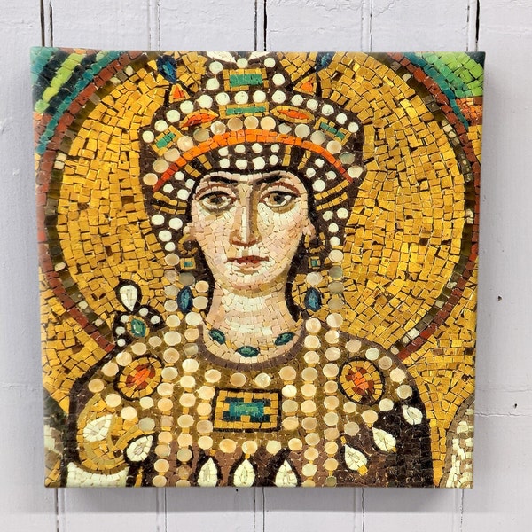 The Empress Theodora - Byzantine Empress - 12x12" Canvas Wall Art from an Ancient Mosaic