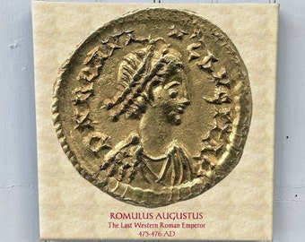 Romulus Augustulus - The Last Western Roman Emperor 12x12" Canvas Wall Art from an Ancient Gold Coin