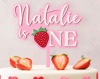 Berry 1st Birthday Cake Topper • Custom Berry First Birthday Cake Topper • Pretty Strawberry Topper