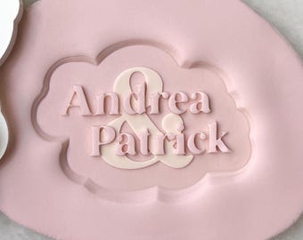 Custom Wedding Name Cookie Cutter & Fondant Stamp • Personalised Engagement Embosser