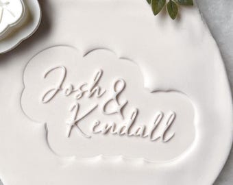Custom Wedding Name Cookie Cutter & Fondant Stamp • Personalised Engagement Embosser for Sugar Cookies • Engagement Party