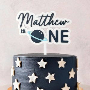 Custom Space 1st Birthday Cake Topper | Personalised Cake Topper | Space 1st Birthday Theme Party