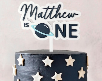 Custom Space 1st Birthday Cake Topper | Personalised Cake Topper | Space 1st Birthday Theme Party
