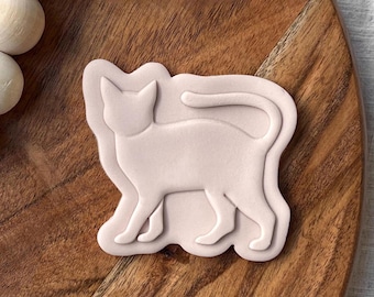 Cat Cookie Cutter & Fondant Stamp Set • Pet Cat Embosser for Sugar Cookies