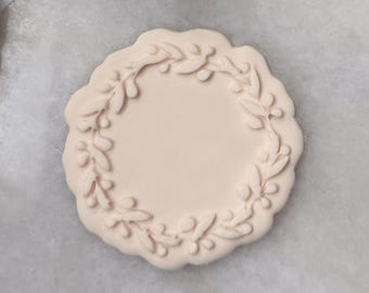 Christmas Holly Cookie Cutter & Fondant Stamp • Xmas Wreath Embosser • Festive Sugar Cookies