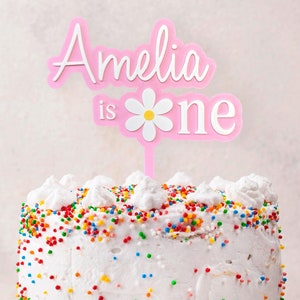 Topper per torta di compleanno con margherita personalizzata / Topper per torta personalizzato / Festa a tema floreale per il primo compleanno