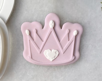 Princess Crown Cookie Cutter & Fondant Stamp • Girl Birthday Embosser for Sugar Cookies • Princess Party