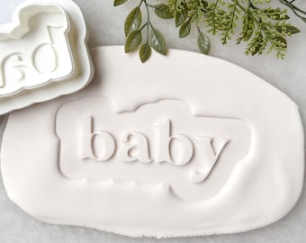 Baby Cookie Cutter & Fondant Stamp • Baby Shower Embosser • Boho Gender Reveal Cookies