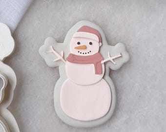 Snowman Cookie Cutter and Fondant Stamp • Christmas Embosser • Winter Santa Snowman Sugar Cookies