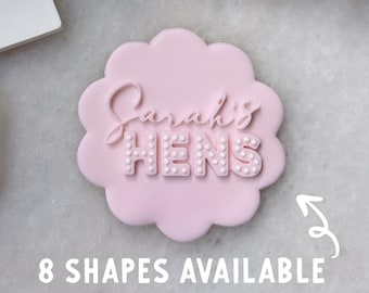 Custom Hens Cookie Cutter & Fondant Stamp • Personalised Hens Embosser • Bachelorette Party