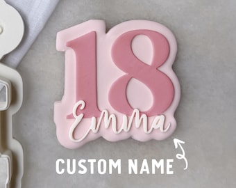 Custom 18th Bday Cookie Cutter & Fondant Stamp • Number 18 Embosser for Sugar Cookies • 18th Birthday Party