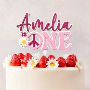Groovy 1st Birthday Cake Topper • Hippy First Birthday Girl Name Topper • Retro Daisy Custom Cake Topper • One Groovy Baby Decor