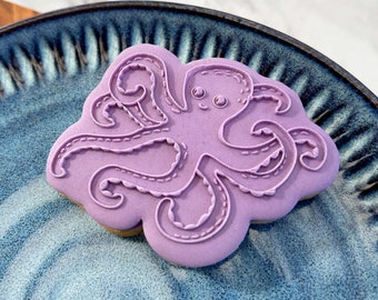Octopus Animal Fondant Stamp Embosser and Cookie Cutter Set, Under the Sea Cookies, Summer Cookies, Animal Cookie Cutter, Boho Beach Cookies