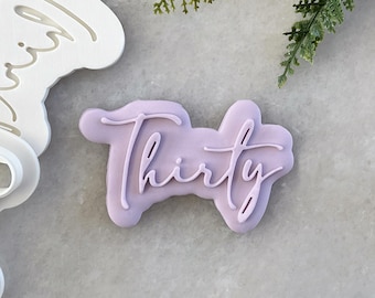 Dertig 30 koekjesuitsteker en fondantstempelset • 30 verjaardagskoekjes embosser • Fondantstempel voor koekjes voor 30e verjaardag