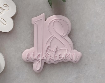 18th Birthday Cookie Cutter & Fondant Stamp • Number 18 Cookie Embosser • Custom Eighteen Birthday Party