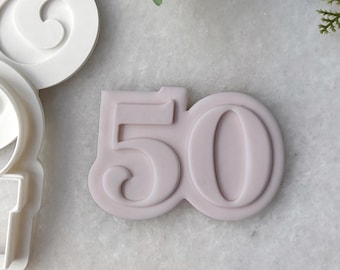 Cortador de galletas y sello para fondant número 50 • Sello para galletas número 50 • Galletas para fiesta de 50 cumpleaños
