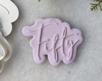 Set de 50 cortadores de galletas y sellos para fondant • Sello para el 50 cumpleaños • Galletas para fiesta del 50 cumpleaños