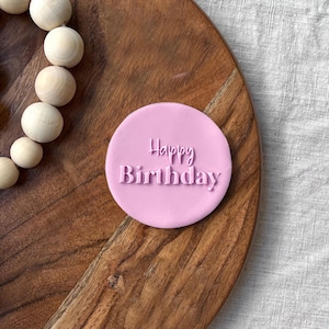 Happy Birthday Script Cookie Cutter & Stamp Set | Custom Birthday Cookie | Party Cookie