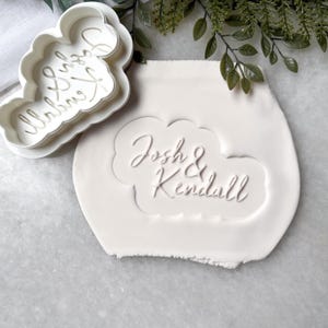 Custom Wedding Names Cookie Cutter & Stamp | Personalised Engagement Cookies | Custom Bridal Shower Favors
