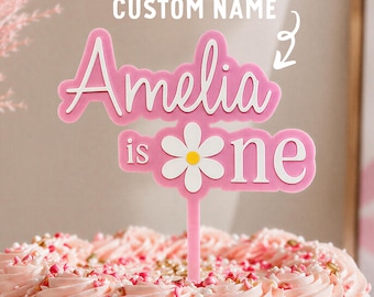 Personalised Daisy 1st Birthday Cake Topper | Custom Cake Topper | Floral 1st Birthday Theme Party