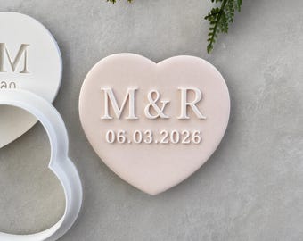 Custom Wedding Cookie Cutter & Fondant Stamp • Personalised Engagement Embosser • Name, Initials, Date