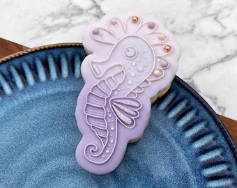 Seahorse Animal Fondant Stamp Embosser and Cookie Cutter Set, Under the Sea Cookies, Summer Cookies, Animal Cookie Cutter, Boho Beach Cookie