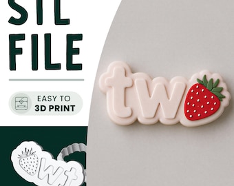 Berry Two Cookie Stamp & Cutter STL File • 3D Print • 2nd Birthday Embosser
