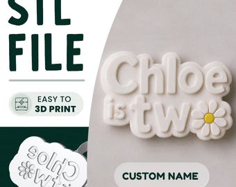 Daisy 2nd Birthday Cookie Stamp & Cutter STL File • 3D Print • Personalised Embosser