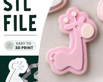 Toy Giraffe Cookie Stamp & Cutter STL File • 3D Print • Baby Shower Embosser