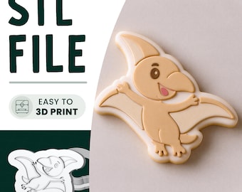 Dinosaur Cookie Stamp & Cutter STL File • 3D Print • Pterodactyl Embosser