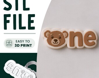 Teddy Bear One Cookie Stamp & Cutter STL File • 3D Print • Beary 1st Birthday Embosser