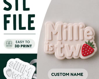 Berry 2nd Birthday Cookie Stamp & Cutter STL File • 3D Print • Personalised Embosser