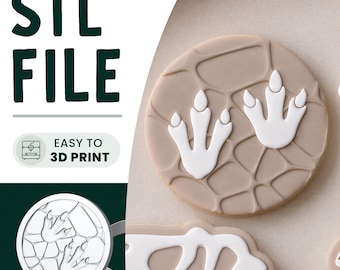Dinosaur Foot Cookie Stamp & Cutter STL File • 3D Print • Dino T-Rex Embosser