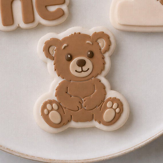 Teddy Bear Cookie Cutter & Fondant Stamp • Beary 1st Birthday Embosser •  Woodland Party