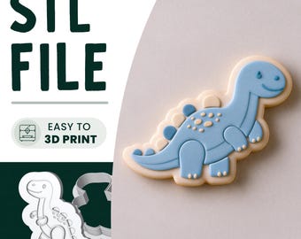 T-Rex Dinosaur Cookie Stamp & Cutter STL File • 3D Print • Dino Embosser