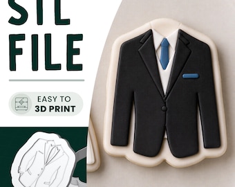 Wedding Suit Cookie Stamp & Cutter STL File • 3D Print • Groom Embosser