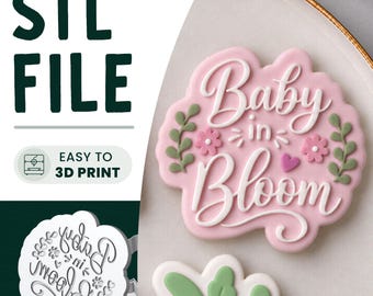 Baby in Bloom Cookie Stamp & Cutter STL File • 3D Print • Baby Shower Embosser