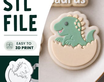 Baby Dinosaur Cookie Stamp & Cutter STL File • 3D Print • Dinosaur Embosser
