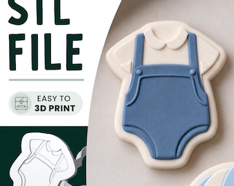 Baby Onesie Cookie Stamp & Cutter STL File • 3D Print • Baby Shower Embosser