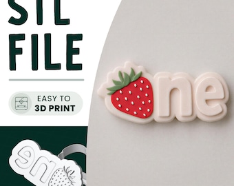Berry One Cookie Stamp & Cutter STL File • 3D Print • 1st Birthday Embosser