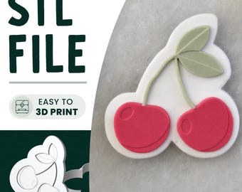 Cherry Cookie Stamp & Cutter STL File • 3D Print • Fruit Embosser