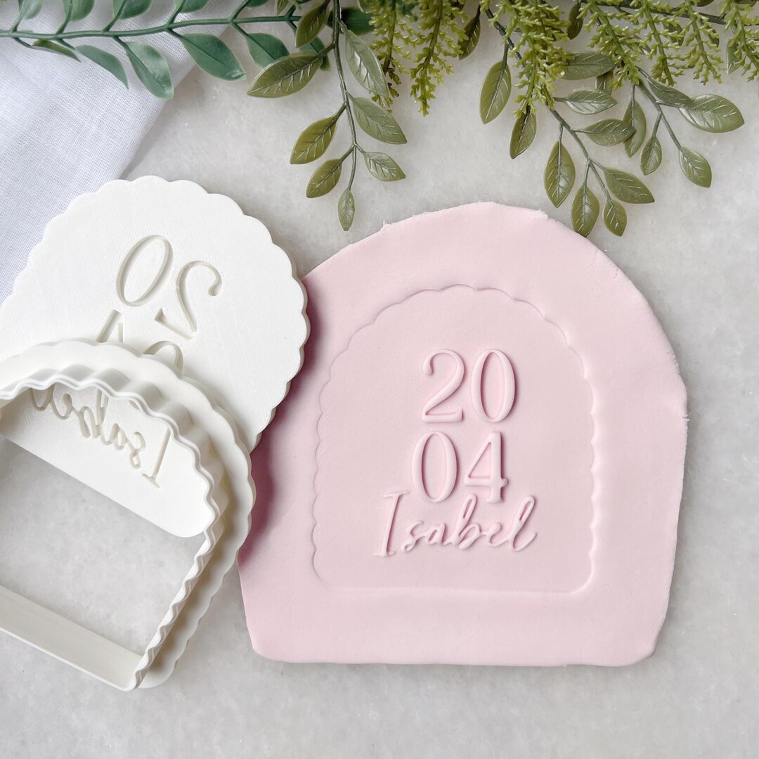 Custom Name Year Cookie Cutter & Fondant Stamp | Personalised Arch ...