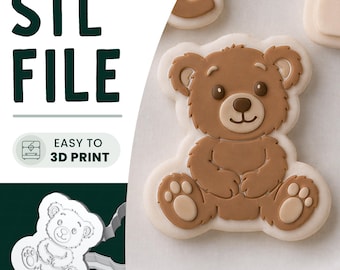 Teddy Bear Cookie Stamp & Cutter STL File • 3D Print File